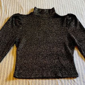 NWT sparkly black long sleeve crop top